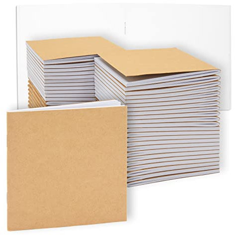 Paper Junkie Kraft-Notizbuch, 48 Stück, unliniert, blanko, Reisetagebuch für Schüler, Schule, Kinder, Schreibbücher, Klassenprojekte, Braun, 10,4 x 10,7 cm, je 24 Blatt