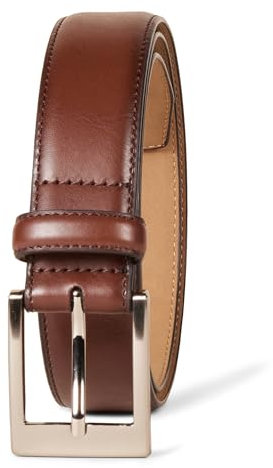 Amazon Essentials Herren Ledergürtel im Klassischen Stil, Bräunen, 75