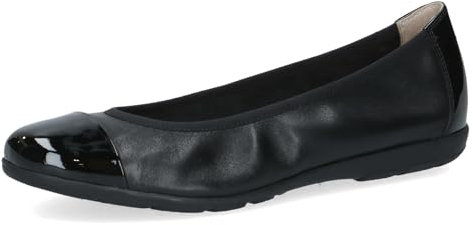 CAPRICE Damen Ballerinas aus Leder mit Lack, Schwarz (Black Comb), 41 EU