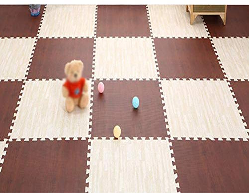 MAHFEI-Puzzlematten Holz Textur Fitnessstudio Wohnzimmer Baby Kriecht Wasserdicht Weich rutschfest PE, 5 Farben Freie Kombination (Color : Brown, Size : 10PCS)