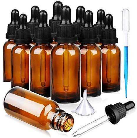 12 Pack 30ml Dropper Bottle Amber Glass Bottles with Glass Pipette Essential Oil Bottles for Essential Oils Perfumes Aromatherapy Chemistry Lab Chemicals