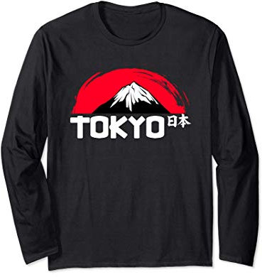 Japon Tokyo Mont Japon Montagne Souvenir Kanji asiatique Manche Longue