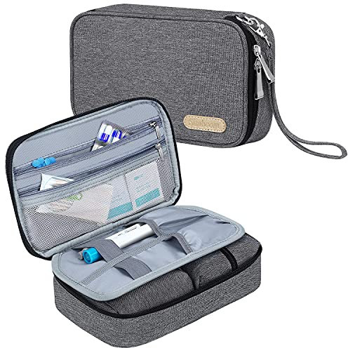 Sac pour Diabétique, Organisateur de Voyage pour Diabète Accessoire, Médicaments, Glucomètre, Pilules, stylo d'insuline, Seringues, Aiguilles(Sac Uniquement), Gris