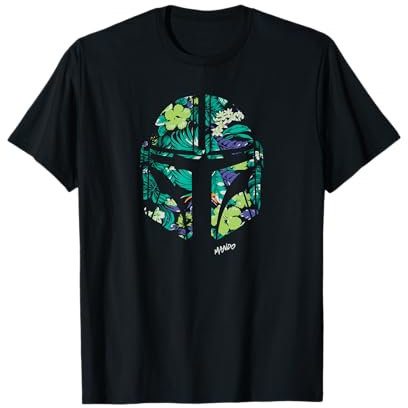 Star Wars The Mandalorian Mando Tropical Print Helmet T-Shirt