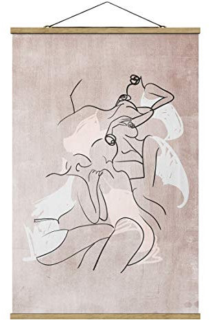 Stoffbild mit Posterleisten - Tänzerinnen Altrosa 120cm x 80cm Eiche