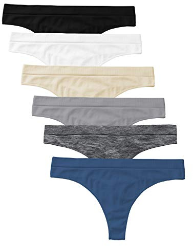 BUBBLELIME XS-XXL, nahtloser Sport-Tanga, sexy Höschen, Damen, niedrige Taille, atmungsaktiv, dehnbar, Unterwäsche (6er-Pack, 3er-Pack und 1er-Pack), 6er-Pack (6 verschiedene Farben), nahtlos, M
