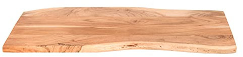 SAM Tischplatte 100x40 cm Louisa, Holzplatte Akazienholz massiv + naturfarben + lackiert, Baumkanten-Platte für Heimwerker, Arbeitsplatten, Tische & Fensterbretter