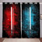 Lichtschwertvorhänge Rot Blau Vorhang für Schlafzimmer Wohnzimmer für Kinder Jungen Teens Zukunftstechnologie Fenstervorhänge Weiche, strapazierfähige, waschbare Raumdekoration, 137x117cm, 2 Panels