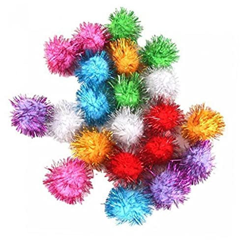 Ayrsjcl Funkelkatze Bälle Lametta Pompons Bälle Katze Spielzeug Multicolor Pack von 21
