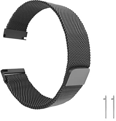 cobee Bracelet de montre à dégagement rapide tissé en maille, Bracelet de montre magnétique en métal Bracelets de rechange réglables en acier inoxydable avec fermoir magnétique (22mm, Noir)
