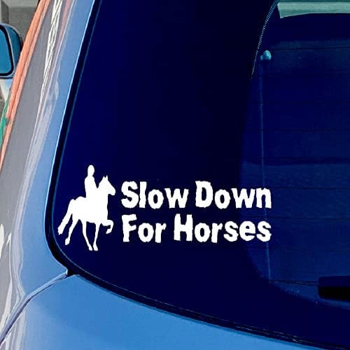NA SLOW DOWN FOR HORSES Funny Vinyl Sticker Decal for Car Truck Window Bumper White 5inches