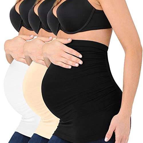 DIRAVO Bandeau de maternité pour femme enceinte en silicone antidérapant extensible (taille S, noir + blanc + nude)
