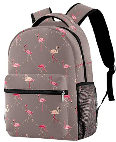 Leisure Campus Reiserucksäcke, Flamingo-Geometrie-Taschen mit Flaschenhalter für Mädchen und Jungen
