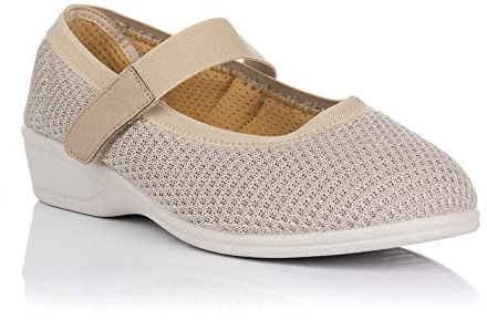 Doctor Cutillas 744 Mercedes Gancho y Bucle Rejilla Ancho Mujer Tostado 38