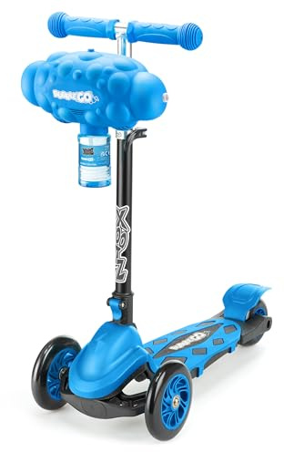 Xootz Kids Bubble Go Scooter with Bubble Machine, for Boys and Girls, Blue | 3 Wheel Kids Scooter with Bubble Machine, Adjustable, Foldable Tri Scooter for Toddlers, Balance and Lean to Steer