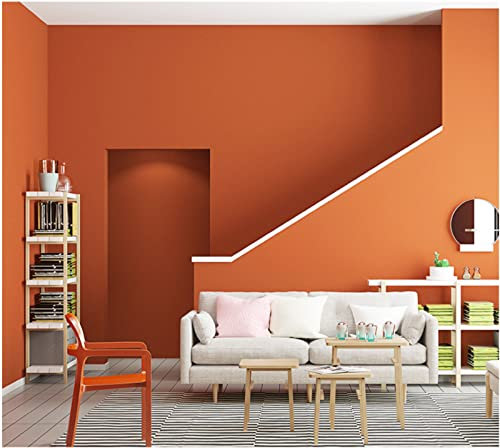Dark Orange Non-Woven Wallpaper 0.53m x 9.5m 3D Modern Minimalist Solid Color Wallpaper Plain Color Wallpaper Roll for Living Room Bedroom Tv Background