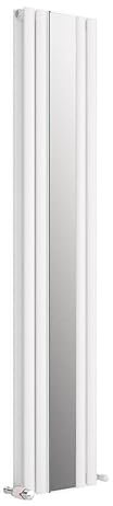 Mirror Matt White Double Panel Radiator 1800 x 385mm Thermostatic with TRV Angled Valve