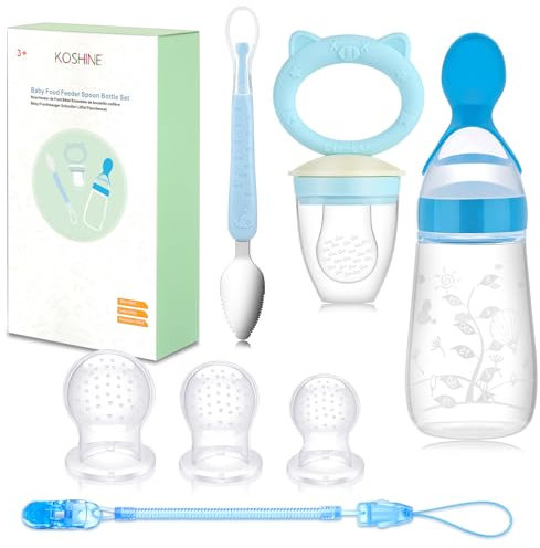 New Fruchtsauger Baby Feeder Obst Fütterung Babynahrung Rassel Schnuller Silikon Flasche Löffel für Kleinkinder (Blau (Löffel))