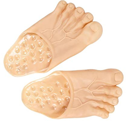 Fuß Hausschuhe, Lustige nackte Füße Pantoffeln, Bigfoot Count Hausschuhe, Halloween Kostüm Party Cosplay Requisiten Riesen Füße, PVC Funny Bare Feet Slippers für Erwachsene