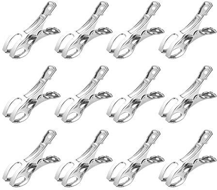 HLIWS Große hängende Stöpsel-12 pcs Handtuch Klammer,Edelstahl Strand Handtuch Clips,Windbeständig,für Strandtuch,Bettwäsche und Dicke Kleidung(11 * 6cm)