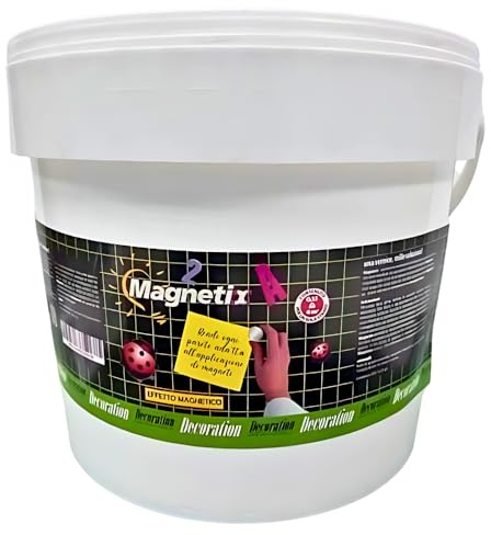 Decoration - Vernice Magnetica Nera 10 Litri, Pittura per Interni Adatta per Porte, Mobili e Pareti, Rende le Superfici Magnetiche e di Colore Nero, Utile per Applicare Magneti e Calamite sui Muri