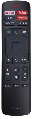New Replacement Remote Control for Hisense Smart 4K UHD LED TV ERF3169H Universal Hisense LCD LED OLED QLED TV Remote Control with Voice Control & Netflix, YouTube & Google Play Button