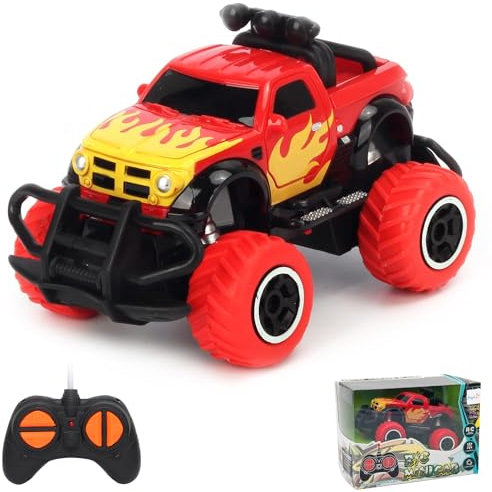 Pup Go Fast Off Road RC Truck, 4-Channel Remote Control Car for Boys Girls Age 3-9, Thrilling Indoor Outdoor Racing Experience, Great Gift for 3 4 5 Year Old Red