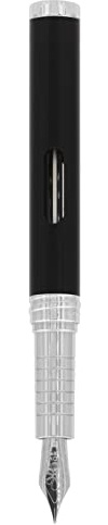 DIPLOMAT NEXUS Füllhalter Edelstahlfeder mit Tintenglas Schwarz/Federstärken: B/Füllfederhalter/Handgefertigt/mit Geschenkbox/Füllhalter Füller Fountain Pen/Farbe: Schwarz/Chrom, 1 Stück (1er Pack)