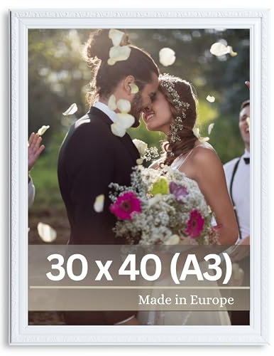 VictoR antiker - kunstvoller Fotorahmen „Chagall“ in Weiß - 30x40 cm (A3) Deko Bilderrahmen Vintage - geeignet für Urkunden - Zeugnisse - Bilderrahmen Weiß 30x40 - Barock