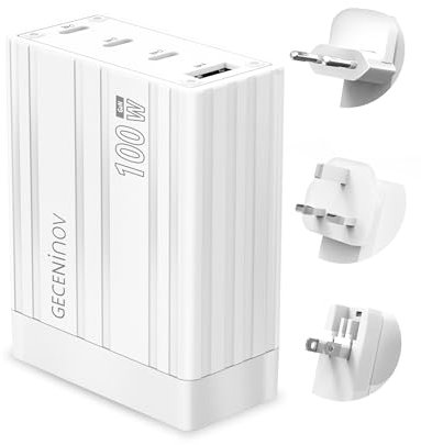 100W USB C Fast Charger, Laptop Charger with 4 Port GaN Macbook Charger with EU UK US Plug, Compatible with Macbook Pro/Air, Pixelbook, ThinkPad, iPhone16Pro/15/14, iPad Pro, iPhone 16, Galaxy S24