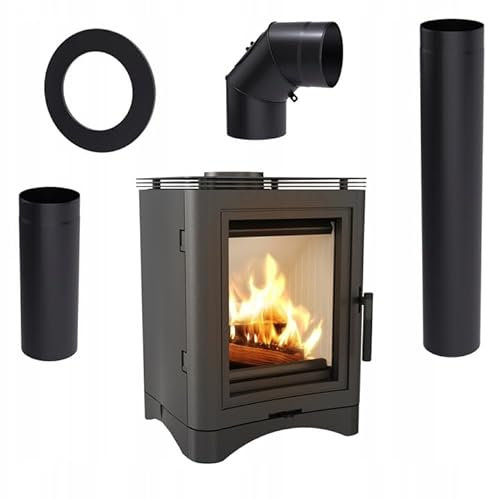 KRATKI Gusseisen Kamin KOZA K5 Ø 150, 7kW, Energieeffizienzklasse A, Holzkamin , BImSchV Norm 2, Set