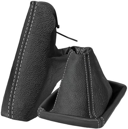 Schaltsack Handbremsmanschette Set kompatibel mit Opel Astra H Bj. 2004-2010 Echtleder Naht grau