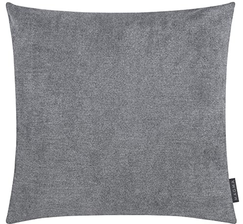 MAGMA Alfa Kissenbezug 50x50 cm - anthrazit,- samtig weich kuscheliger Velour Look, rechteckiger Kissenbezug, für Wohnzimmer, Schlafzimmer, Büro und Gästezimmer Waschbar