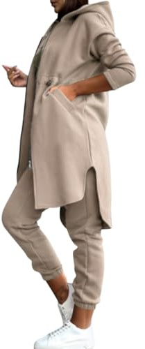 Onsoyours 2 Pièce Survêtement Femme Ensemble Jogging Femme Sportswear Sweat Zippé à Capuche à Manches Longues Pantalon de Sport Combinaison de Sport pour Fitness