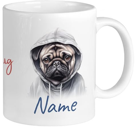 GRAZDesign Tasse mit Hunden und Namen personalisiert, coole Namenstasse für Kinder, Jugendliche und Erwachsene, für Hundeliebhaber Keramik 330ml (Mops, 330ml)