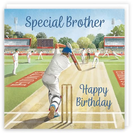 Hunts England Milo's Gallery Geburtstagskarte für Bruder, für Cricket-Fans, Jungen, Männer, Kinder, Erwachsene