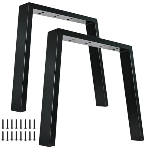 Fruyyzl Pieds de Meubles Noir 76cm, 2 Pieds de Table Trapézoïdaux Metal, Pied Bureau Pieds Table Basse Noir, Pieds Table a Manger en Fer Robuste, Pied Meuble Cuisine Industriel