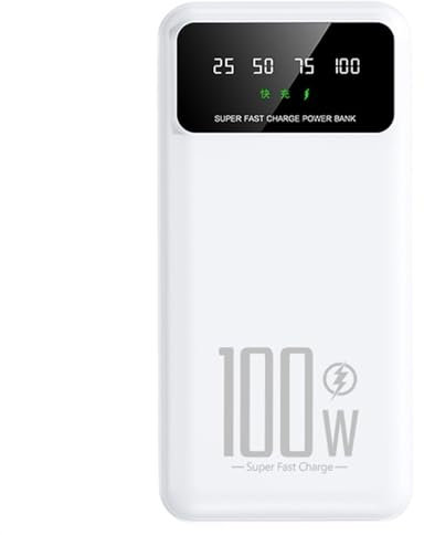 20000 mAh Power Bank 5 V/3 A USB/Micro/Typ-C Ausgang 100 W Schnellladegerät Externer Akku Heizweste Jacke Telefon (Size : White)
