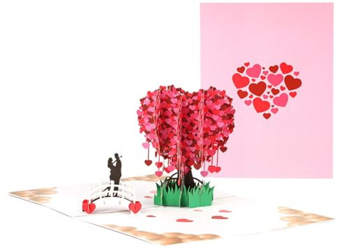 scicent Valentinskarte 3D Pop Up Hochzeitskarte Rot Herz Karte für Hochzeit Personalisierte Glückwunschkarte für Valentinstag Hochzeitsgeschenk - 22333