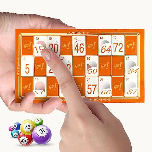 BINGO ESCOPRINT. 480/960 Cartones de Bingo Troquelados + Juego de Bingo para PC de Regalo (Naranja)