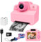 Appareil Photo pour Enfants, 2.4 Pouces Enfant Appareil Photo Numérique Instantané, Mini Caméra Rechargeable Caméscope Cadeau Jouet Filles Garçons de 3 à 12 Ans, Vidéo HD 1080p, SD Carte (Rose)
