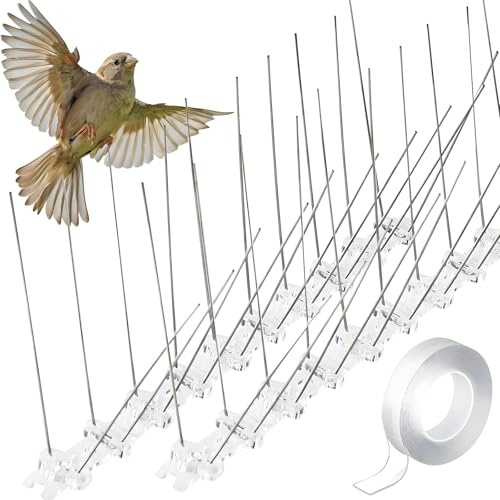 XIMEY Pic Anti Pigeon, 10 Pièces x25cm Pique Anti Pigeon, Anti Pigeon, Repulsif Pigeon, Pic Pigeon Inoxydable, Anti Pigeons pour Balcon, Pic Anti Oiseaux pour Corbeaux, Moineaux, Chats-2.5 M