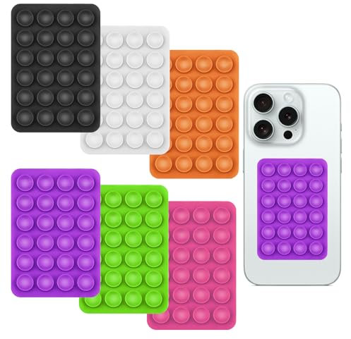 Qianeffort Phone Suction Pad - 6 PCS Multipurpose Suction Phone Holder for Shower, Car, Mirror & Selfies