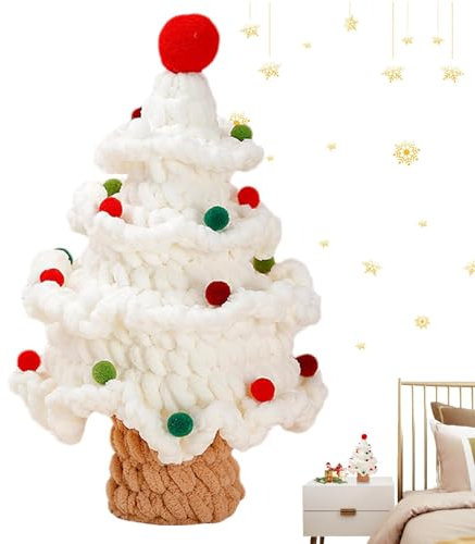 Albero di Natale all'uncinetto, Albero di Natale, Alberi di spazzola per bottiglie, Ornamenti di Natale a maglia intrecciati a mano, Ornamenti di Natale Decorazione della tavola, Centrotavola Per