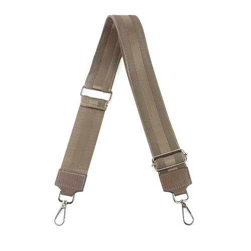 lePelou Taschengurt Bella aus Stoff & Leder in verschiedenen Designs, 5cm breiter Schultergurt, Verstellbarer Taschenriemen 80-130cm in Taupe (Taupe 3)