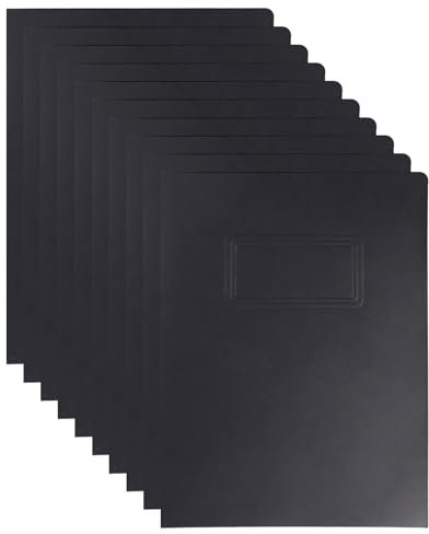 10 Stück Ordner mit 2 Taschen A4, Kraft Dokumentenmappe, Präsentationsmappe Angebotsmappe A4 Papier, Kraftpapier Mappe Aktenordner, Pappordner Papierkram Organizer für Schule Büro Zuhause (Schwarz)