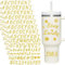 8 Sheets Glitter Letter Stickers for Stanley Cup, Alphabet Name Stickers for Water Bottles,Vinyl Waterproof Personalized Letter Number Name Logo Sticker for Stanley Tumbler Accessories(Gold)