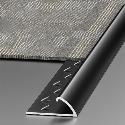 Oracra Z -Type Aluminum Transition Bar for Wood to Carpet/Tile to Floor, 90cm Long Carpet Edging Trim Strip Protectors, Cuttable Entry Seams Strips(Black)