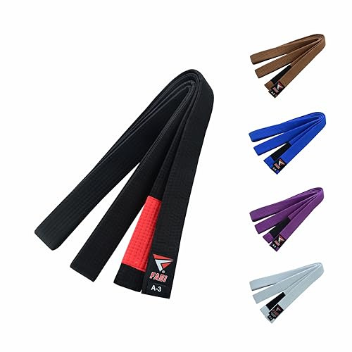 Fadi Sports Brazilian Jiu Jitsu Belt – Poly-Cotton BJJ Belt for Men & Women Durable with Ranking Stripe Sleeve for Gi Training & Competition (Black, A1)