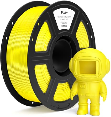ELEGOO PLA+ Filament 1.75mm Gelb 1kg, 3D Drucker Filament | Hochfestes PLA Plus 3D-Druckmaterialien, Maßgenauigkeit +/- 0,02mm, 1KG Spule (2.2lbs) für die Meisten 3D-Drucker